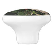 黒い背景にピンクと白のバラ セラミックノブ (側面)