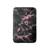 黒い背景にピンクのグリッター バスマット (正面縦)