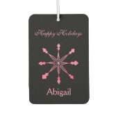 黒い背景にピンクの雪が積もる カーエアーフレッシュナー (正面)