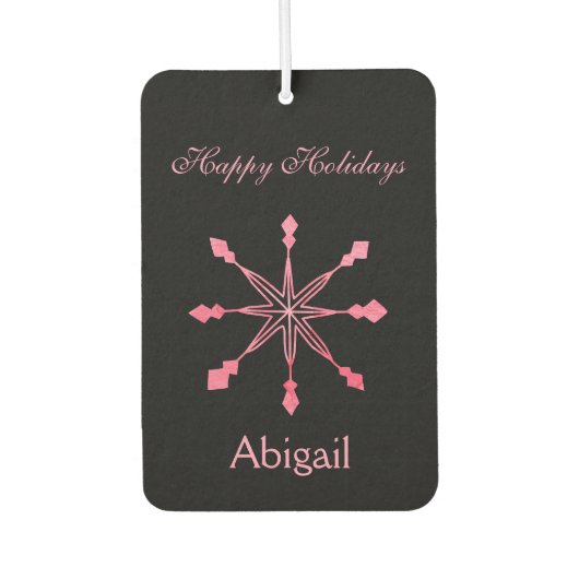 黒い背景にピンクの雪が積もる カーエアーフレッシュナー (正面)