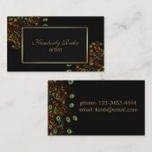 黒い背景にピーコックの羽 名刺 (正面/裏面)