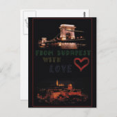 黒い背景にブダペストのコラージュ ポストカード (正面/裏面)