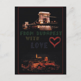 黒い背景にブダペストのコラージュ ポストカード