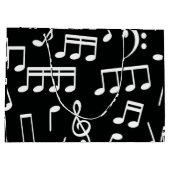 黒い背景にホワイトミュージックノートを抱き枕 ラージペーパーバッグ (裏面)