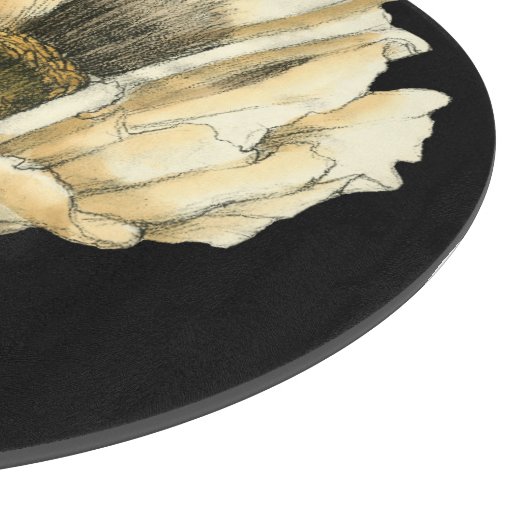 黒い背景にポピーのクリーム色の花 カッティングボード (角)