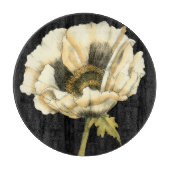 黒い背景にポピーのクリーム色の花 カッティングボード (正面)