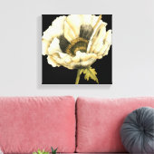 黒い背景にポピーのクリーム色の花 キャンバスプリント (インサイチュ (リビング))