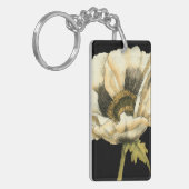 黒い背景にポピーのクリーム色の花 キーホルダー (正面左)