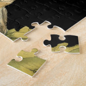 黒い背景にポピーのクリーム色の花 ジグソーパズル (側面)