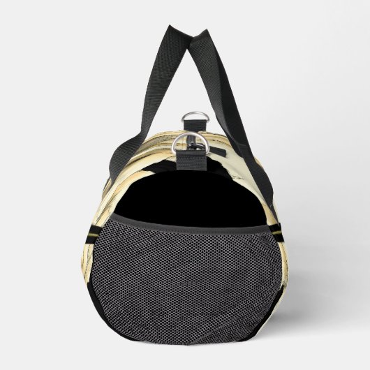 黒い背景にポピーのクリーム色の花 ダッフルバッグ (右)