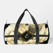 黒い背景にポピーのクリーム色の花 ダッフルバッグ (裏面)