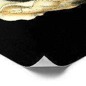 黒い背景にポピーのクリーム色の花 ポスター (角)