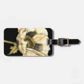 黒い背景にポピーのクリーム色の花 ラゲッジタグ (正面横)