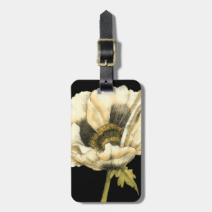 黒い背景にポピーのクリーム色の花 ラゲッジタグ