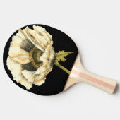 黒い背景にポピーのクリーム色の花 卓球ラケット (横)