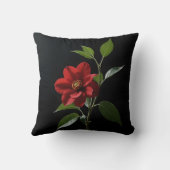 黒い背景に一つの孤立した赤い花 クッション (裏面)