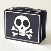 黒い背景に不気味なスカル メタルランチボックス (裏面)