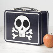 黒い背景に不気味なスカル メタルランチボックス (インサイチュ)