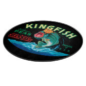 黒い背景に冠をかぶったバスフィッシュ カッティングボード (角)