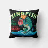 黒い背景に冠をかぶったバスフィッシュ クッション (裏面)