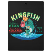 黒い背景に冠をかぶったバスフィッシュ クリップボード (裏面)