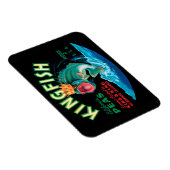 黒い背景に冠をかぶったバスフィッシュ マグネット (右側)