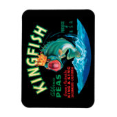 黒い背景に冠をかぶったバスフィッシュ マグネット (縦)