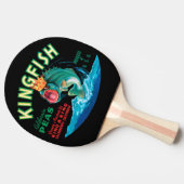 黒い背景に冠をかぶるバス魚 卓球ラケット (横)