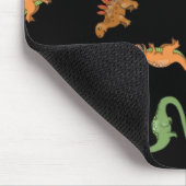 黒い背景に可愛い恐竜 マウスパッド (コーナー)