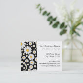 黒い背景に可愛い白いデイジー 名刺 (スタンド正面)