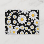 黒い背景に可愛い白いデイジー 名刺 (裏面)