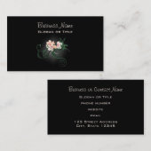 黒い背景に咲くピンクの花 名刺 (正面/裏面)