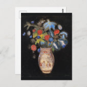 黒い背景に大きな花束、レドン。 ポストカード (正面/裏面)