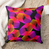 黒い背景に奇妙な赤いピンクの六角形 クッション (ブランケット)