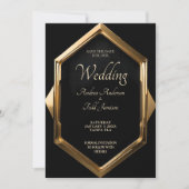 黒い背景に対するミニマル金ゴールドフレーム セーブザデート (正面)