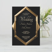 黒い背景に対するミニマル金ゴールドフレーム セーブザデート (スタンド正面)