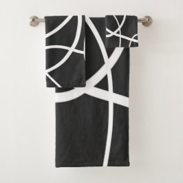 黒い背景に対する白いループ バスタオルセット