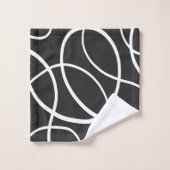 黒い背景に対する白いループ バスタオルセット (ウォッシュタオル)