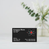 黒い背景に対する赤い原子 名刺 (スタンド正面)