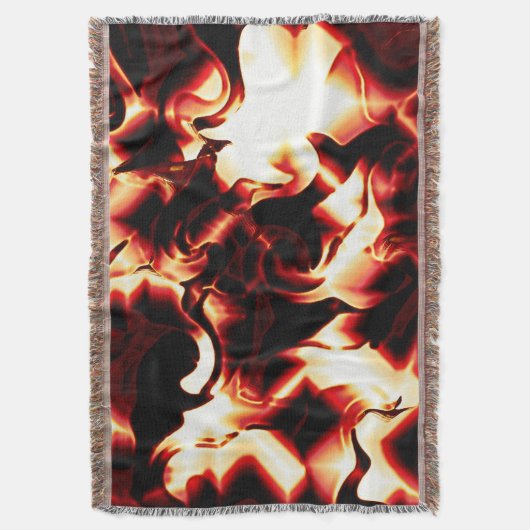 黒い背景に彫られた焚き火 スローブランケット (正面縦)