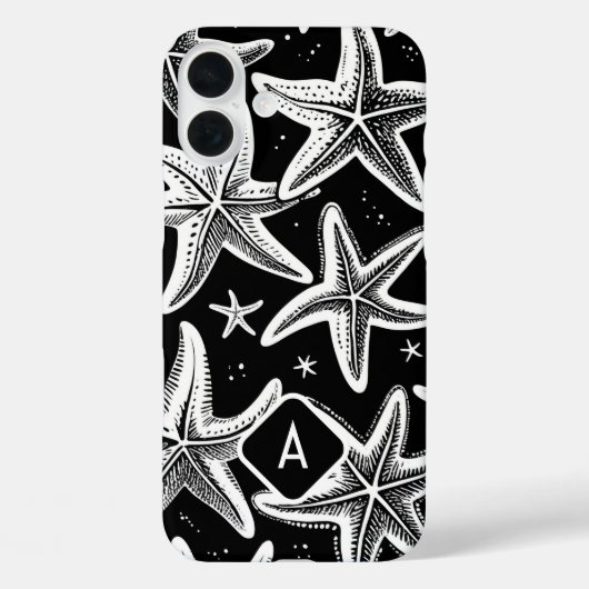 黒い背景に手描きヒトデ Case-Mate iPhoneケース (裏面)