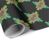 黒い背景に抽象芸術の葉パターン ラッピングペーパー (ロールコーナー)