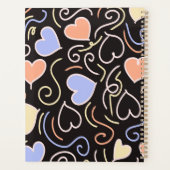 黒い背景に明るい色のハート プランナー手帳 (裏面)