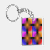 黒い背景に明るい色の正方形 キーホルダー (正面左)
