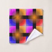 黒い背景に明るい色の正方形 バスタオルセット (ウォッシュタオル)