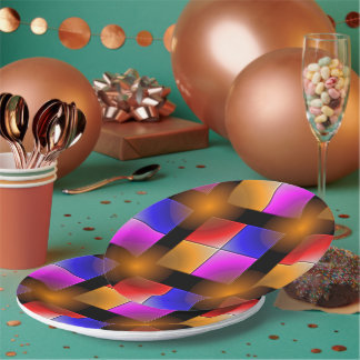 黒い背景に明るい色の正方形 ペーパープレート