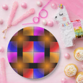 黒い背景に明るい色の正方形 ペーパープレート (パーティー)