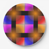 黒い背景に明るい色の正方形 ペーパープレート (正面)