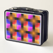 黒い背景に明るい色の正方形 メタルランチボックス (裏面)