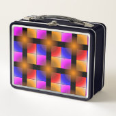 黒い背景に明るい色の正方形 メタルランチボックス (正面)